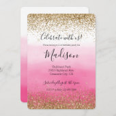 Glam Glitzy Sparkle Glitter Pink Ombre Kaart (Voorkant / Achterkant)