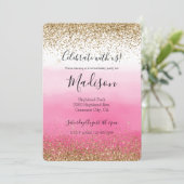 Glam Glitzy Sparkle Glitter Pink Ombre Kaart (Staand voorkant)