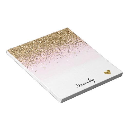 Glam Glitzy Sparkle Glitter Pink Ombre Notitieblok (Schuin)