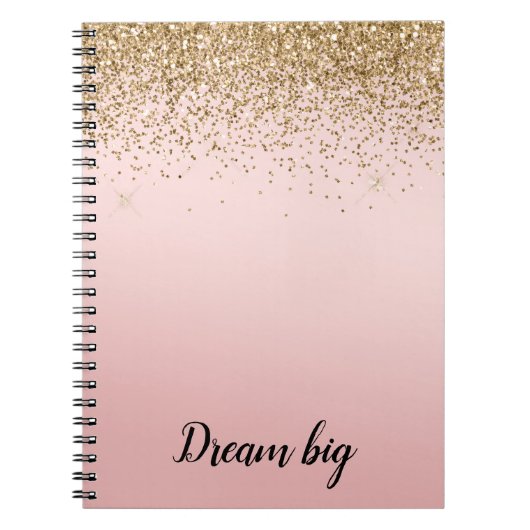 Glam Glitzy Sparkle Glitter Pink Ombre Notitieboek (Voorkant)
