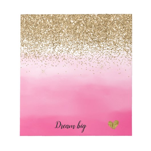Glam Glitzy Sparkle Glitter Pink Waterverf Notitieblok (Voorkant)