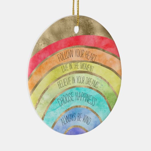 Glam GoId Inspirerend citeert regenboog Keramisch Ornament (Rechts)