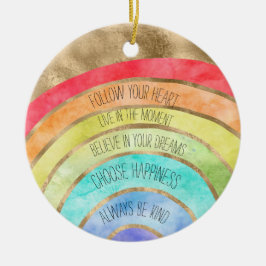 Glam GoId Inspirerend citeert regenboog Keramisch Ornament