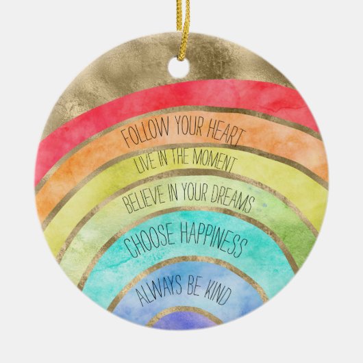 Glam GoId Inspirerend citeert regenboog Keramisch Ornament (Voorkant)