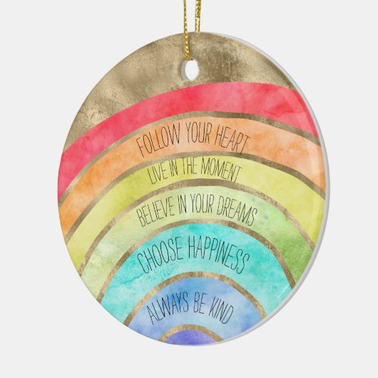 Glam GoId Inspirerend citeert regenboog Keramisch Ornament (Links)