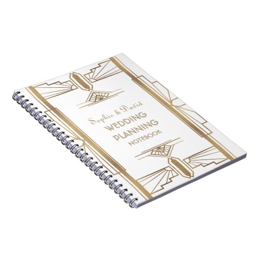 Glam Gold 1920's Great Gatsby Art Wedding Planner Notitieboek (Rechterzijde)