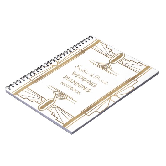 Glam Gold 1920's Great Gatsby Art Wedding Planner Notitieboek (Linkerzijde)