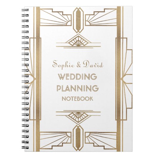 Glam Gold 1920's Great Gatsby Art Wedding Planner Notitieboek (Voorkant)