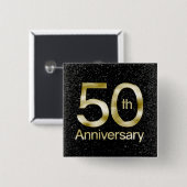 Glam Gold 50e Jubileum Vierkante Button 5,1 Cm (Voorkant /achterkant)