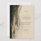 Glam Gold Abstract beige en Black Wedding Kaart (Voorkant)