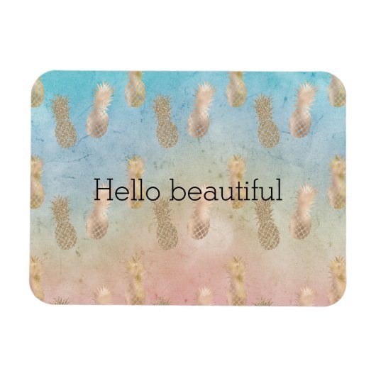 Glam Gold Ananas Aqua Pink Tie kleurstof Magneet (Horizontaal)