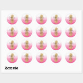 Glam Gold Ananas Roze Waterverf Ombre Ronde Sticker (Vel)