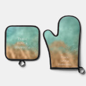 Glam Gold Aqua Glitz Glitter Ovenwant & Pannenlap Set (Voorkant)