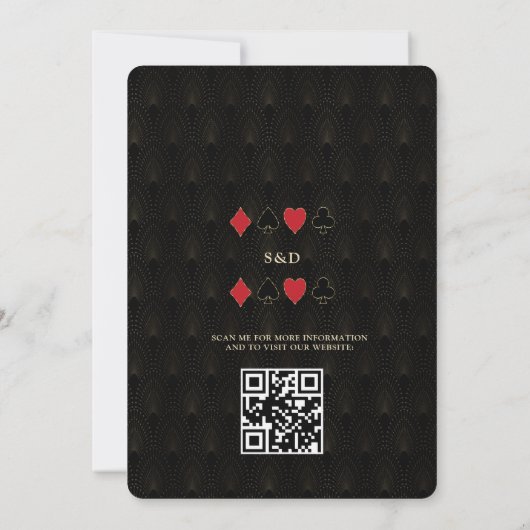 Glam Gold Art Deco Casino QR Code Poker Bruiloft Kaart (Achterkant)