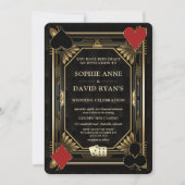 Glam Gold Art Deco Casino QR Code Poker Bruiloft Kaart (Voorkant)