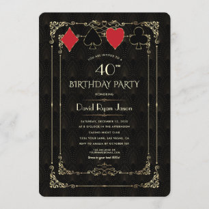 Glam Gold Art Deco Casino Royale Poker Birthday Kaart