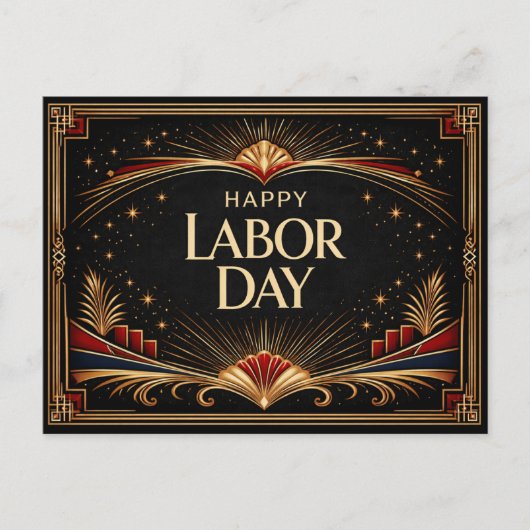 Glam Gold Art Deco Happy Labor Day Feestdagenkaart (Voorkant)
