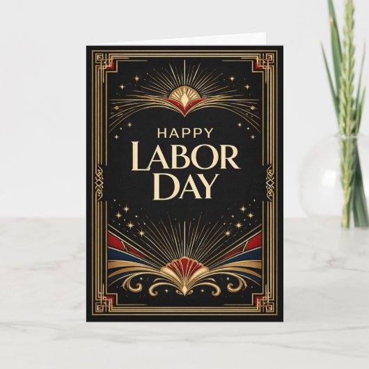 Glam Gold Art Deco Happy Labor Day Kaart (Voorkant)