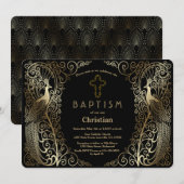 Glam Gold Art Deco Peacocks doop Kaart (Voorkant / Achterkant)