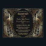 Glam Gold Art Deco Peacocks Engagement Party Kaart<br><div class="desc">Uniek ontwerp met een combinatie van gouden kunstdecopauzes in een oude wereldstijl en een gedurfde, moderne grafische aanpak. Het gebruik past hulpmiddel aan om uw info toe te voegen. U kunt ook de achtergrondkleur en het aantal jaren kiezen. Ga voor overeenkomende objecten naar het Collectie Glam Gold Art Deco Peacocks....</div>
