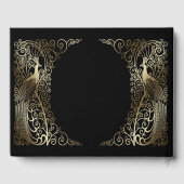 Glam Gold Art Deco Peacocks Wedding Gastenboek (Achterkant)