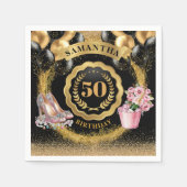 Glam Gold Balloons servetten met Blush High Heels (Voorkant)