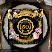 Glam Gold Balloons servetten met Blush High Heels