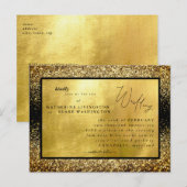 Glam Gold & Black budget Weddenschap Uitnodiging Briefkaart (Voorkant / Achterkant)