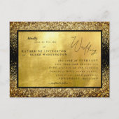 Glam Gold & Black budget Weddenschap Uitnodiging Briefkaart (Voorkant)
