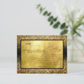 Glam Gold & Black budget Weddenschap Uitnodiging Briefkaart (Staand voorkant)