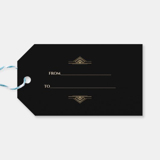 Glam Gold Black Gatsby Style Roaring 20s Wedding Cadeaulabel (Achterkant Horizontaal)