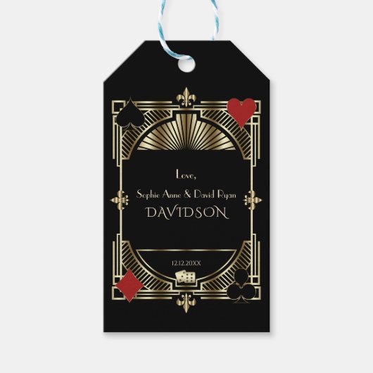 Glam Gold Black Gatsby Style Roaring 20s Wedding Cadeaulabel (Voorkant)