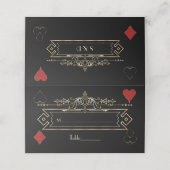 Glam Gold Black Gatsby Style Roaring 20s Wedding Plaatskaartje (Buitenkant ongevouwen)