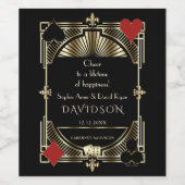 Glam Gold Black Gatsby Style Roaring 20s Wedding Wijn Etiket (Enkel label)