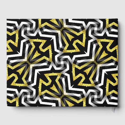 Glam Gold Black Geometric Pattern V4 Afstuderen Gastenboek (Achterkant)