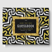 Glam Gold Black Geometric Pattern V4 Afstuderen Gastenboek (Voorkant)