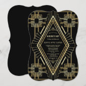 Glam Gold Black Great Gatsby Bachelorette Party Kaart (Voorkant / Achterkant)