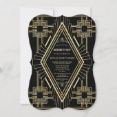 Glam Gold Black Great Gatsby Bachelorette Party Kaart (Voorkant)