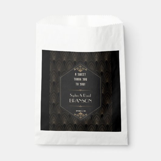 Glam Gold Black Great Gatsby Weddenschap DANK JE Bedankzakje (Voorkant)