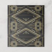 Glam Gold Black Great Gatsby Wedding Plaatskaartje (Buitenkant ongevouwen)