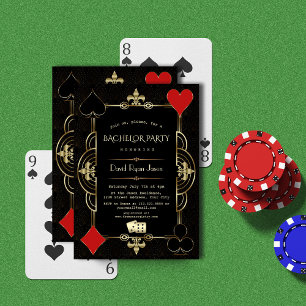 Glam Gold Black Grote Gatsby 20s vrijgezellenfeest Kaart