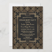 Glam Gold Black - Grote Gatsby Engagement Party Kaart (Voorkant)