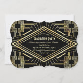 Glam Gold Black - Grote Gatsby Graduparty Kaart (Voorkant)