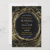 Glam Gold & Black Modern Abstract Glam Weddenschap Kaart (Voorkant)