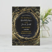 Glam Gold & Black Modern Abstract Glam Weddenschap Kaart (Staand voorkant)