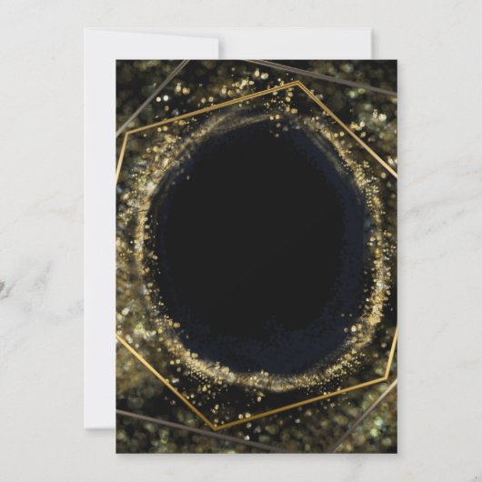 Glam Gold & Black Modern Abstract Glam Weddenschap Kaart (Achterkant)