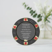 Glam Gold Black Poker Chip Casino QR Code Huwelijk Kaart (Staand voorkant)