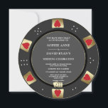 Glam Gold Black Poker Chip Casino QR Code Huwelijk Kaart<br><div class="desc">Luxe Las Vegas Casino thema bruiloft. Het beschikt over een uniek ontwerp van de pokerchip versierd met faux goud voor een luxe touch, elegante rode harten op een zwarte achtergrond. Het zal een perfecte keuze zijn voor koppels die houden van gokken, casino's of een evenement met een Vegas-thema. Speciale bewoordingen...</div>