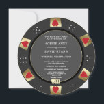 Glam Gold Black Poker Chip Casino QR Code Huwelijk Kaart<br><div class="desc">Luxe Las Vegas Casino thema bruiloft. Het beschikt over een uniek ontwerp van de pokerchip versierd met faux goud voor een luxe touch, elegante rode harten op een zwarte achtergrond. Het zal een perfecte keuze zijn voor koppels die houden van gokken, casino's of een evenement met een Vegas-thema. Speciale bewoordingen...</div>