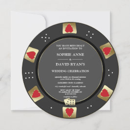 Glam Gold Black Poker Chip Casino QR Code Huwelijk Kaart